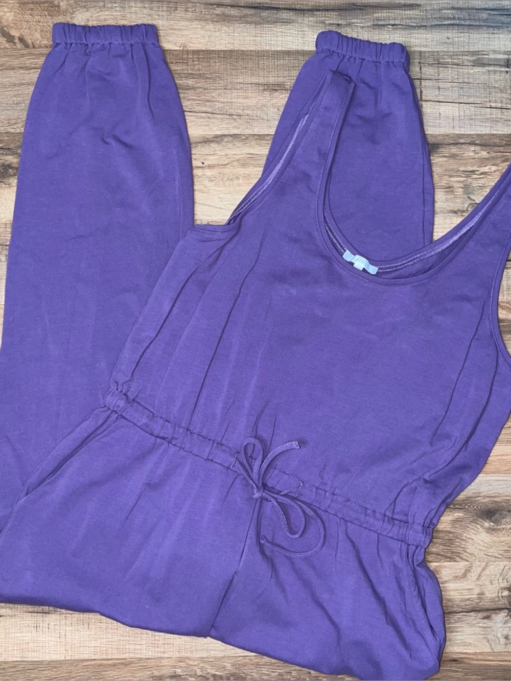 Calme Purple Sleeveless Drawstring Waist Jumpsuit